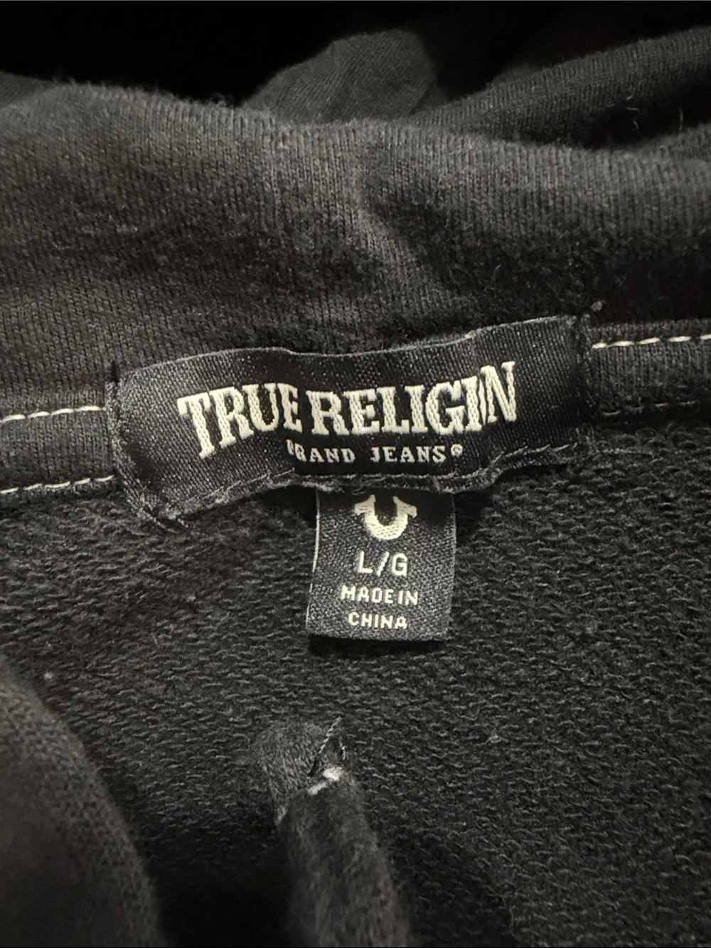 True Religion Black Pullover Hoodie with Back Graphic